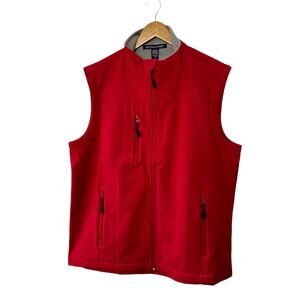 Devon & Jones Red Full-Zip Vest Fleece Lined Zip Pockets Men's Large NEW